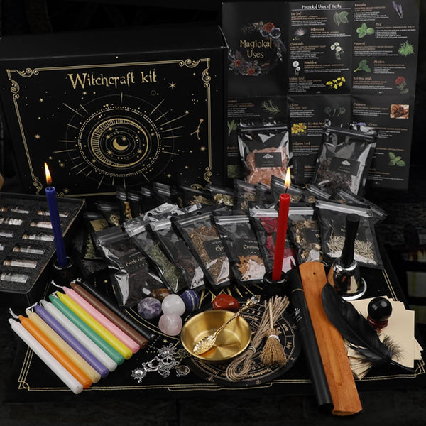 Witchcraft Supplies Kit 132 PCS, Wiccan Supplies and Tools, Including Witchcraft Herbs,