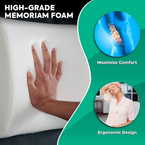 Dromere Lumbar Support Pillow for Office Chair, Ergonomic Memory Foam Back Cushion with Adjustable Straps