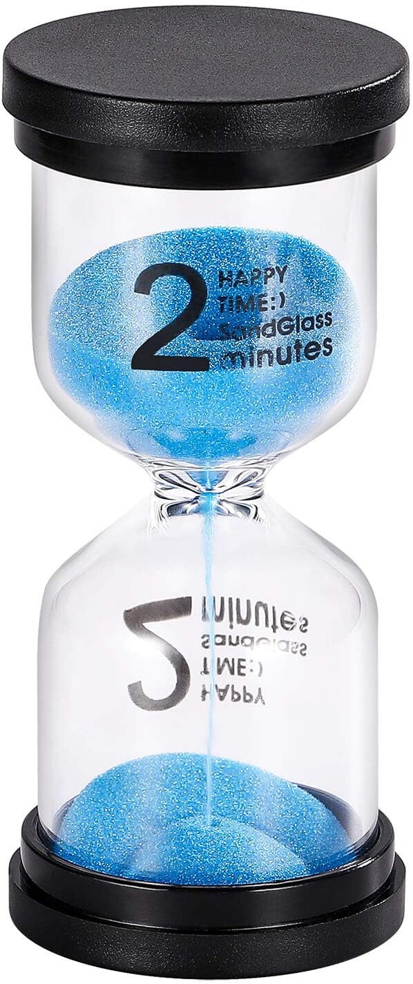 Sand Timer, 2 Minute Hourglass Timer, Colorful Blue Sand Clock, Plastic Sandglass for Kids, Classroom, Kitchen
