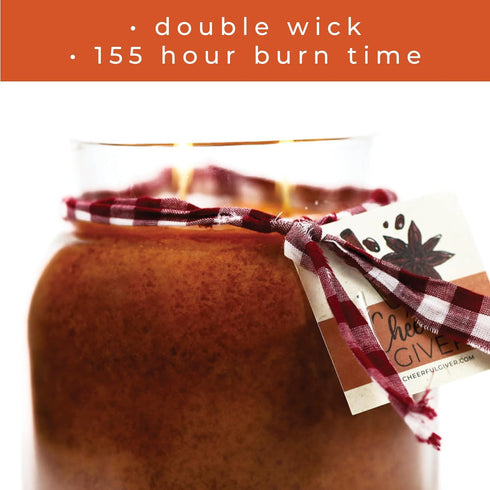 A Cheerful Giver Papa's Pumpkin Pie Scented Candle Jar, 34oz with Lid, 155 Hours Burn Time, Gift for Women, Brown
