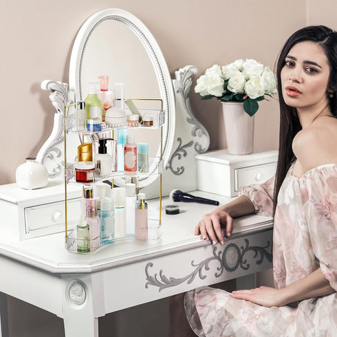 3 Counter Countertop Cididu Tiers Corner Bathroom Organizer, Clear Shelf Storage Rack, Cosmetic Perfume Tray Standing