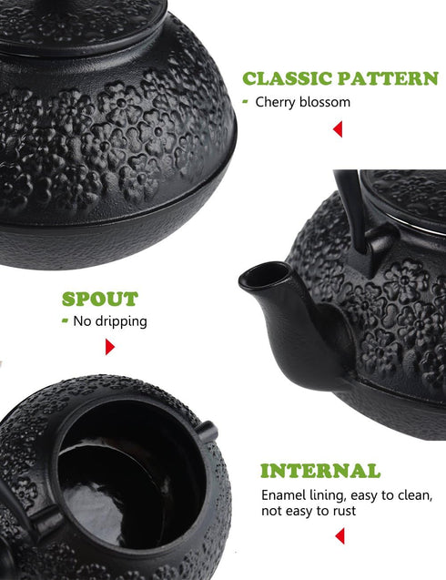 40oz/1200ml Sotya Cast Iron Teapot, Japanese Tetsubin Tea Pot with Infuser for Loose Leaf and Tea Bags, Tea Kettle