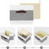 ANMINY Storage Boxes with Lids, Washable Decorative Bins with PU Leather Handle, Gray White, Small
