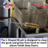 Commercial 750F B53C Deep Fryer Cleaning Brush L-Shaped High-Temp Kitchen Tool - Heavy Duty Brass Bristles - Heat