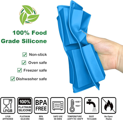 Rice Krispies Silicone Mold, 6-Cavity for Baking Treats, Granola Cereal Bars Mold for Chocolate Cheesecake Brownies