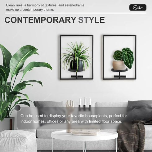 2-pack) Sisher Plant Stand Indoor Outdoor,Window Plant Shelf Picture Frame Wall Plant Stand Metal Wall Plant Shelf Ease