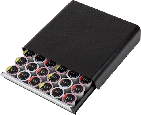 Mind Reader Single Serve Coffee Pod Drawer, 36 Pod Capacity Countertop Organizer, Black