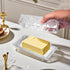 Countertop,Refrigerator,Dishwasher Glass Butter Dish with Lid,Large Deep Covered Butter Dish,Clear Crystal Glass Butter