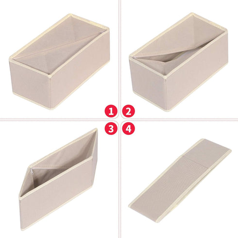 DIOMMELL 6 Pack Foldable Cloth Storage Box, Fabric Baskets for Clothes, Underwear, Socks, Beige