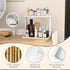 PEKER Countertop Bamboo Bathroom Organizer Small Vanity Storage Shelf for Makeup, Perfume, Skincare Natural Cosmetics