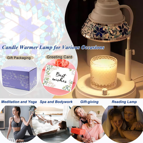 Dimmer, Electric Candle Warmer Lamp with Colorful Diamond Lampshade, Metal Wax Melting Lattern with Timer