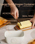 Getstar Ceramic Butter Dish with Acacia Lid, Silicone Sealing, Large Butter Keeper Container for Countertop