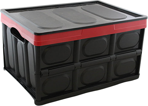 Dependable Industries Essentials Collapsible Storage Box, Foldable Utility Bin with Lid for Home Office Organization