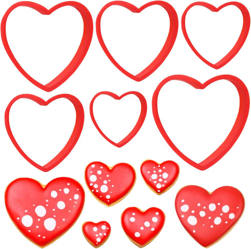 Heart Cookie Cutter Set of 6 Pieces for Valentine's Day, Wedding, Birthday Baking