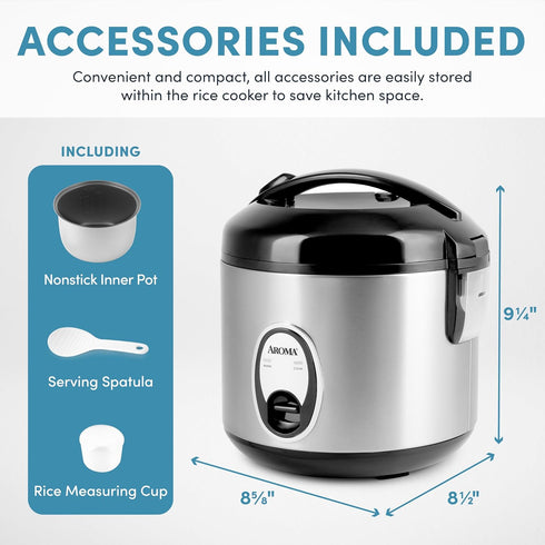 Aroma 8-Cup (Cooked) Rice Cooker ARC-914SB