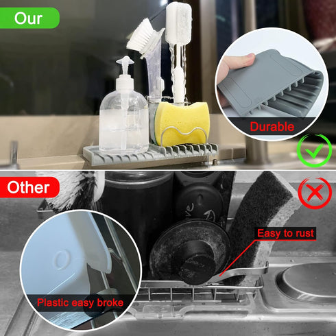 Gosmol Sponge holder for kitchen sink caddy accessories gadgets, dish soap brush holder for sink organizer, soap tray