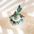 YU FENG 40ml Fancy Empty Crystal Perfume Bottle, Green Dragonfly Stopper, Refillable Glass Container