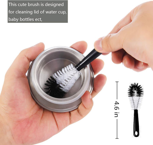 ALINK 8-Pack Bottle Cleaning Brush Set, Long Handle Black Cleaner for Washing Narrow Wine/Beer Bottles, Thermos, Flask,