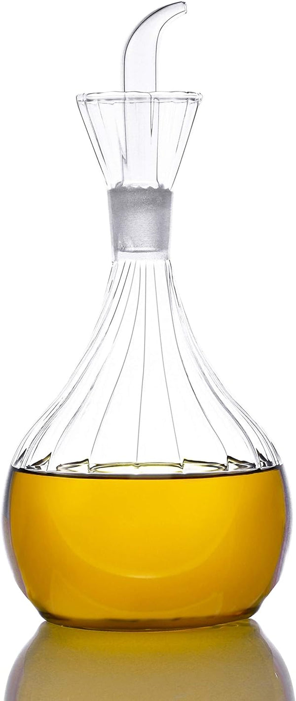 HAIZEEN 13 oz/380 ml Olive Oil and Vinegar Dispenser Glass Cruet Decanter - Keeps Oil Fresh Longer, No Funnel Needed