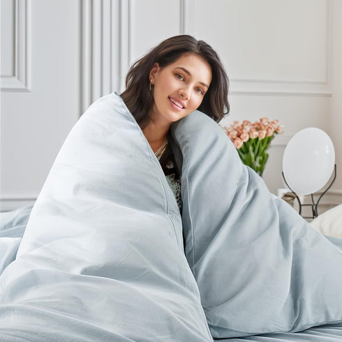 Set 100% 2 Set NEXHOME PRO Duvet Cover Twin Size Linen Look Textured Organic Natural Washed Cotton Duvet Cover Pieces