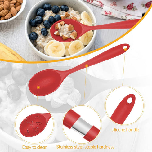2 Pcs Silicone Nonstick Mixing Spoon, Heat Resistant Cooking Utensils for Kitchen Cooking and Baking