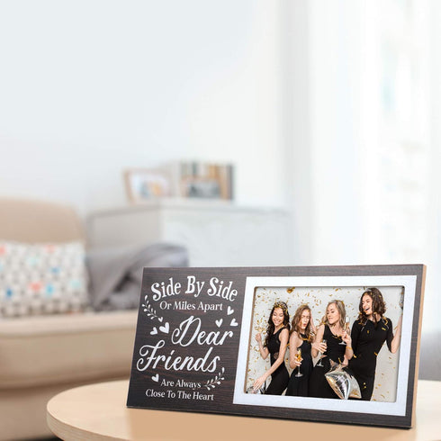 Jetec Wooden Friends Picture Frame 12 x 5.5 Inch Graduation Day Gifts for Long Distance Friendship Photo (Brown)