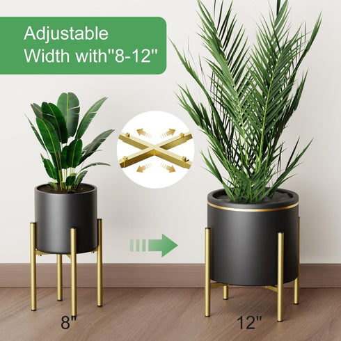 8 12 Inches, H HOMEXIN Adjustable Plant Stand Indoor, Metal Plant Stand to Single Floor Plant Pot Stand Mid Century