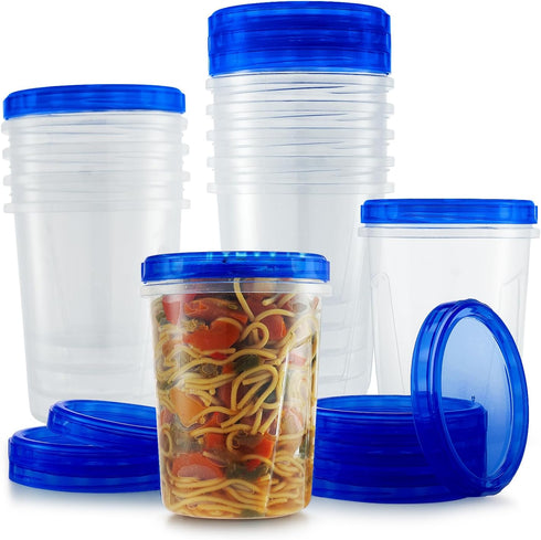 Tafura Soup Freezer Containers, 32 Oz 10 Pack with Twist Top Lids, Reusable Plastic Food Storage Containers