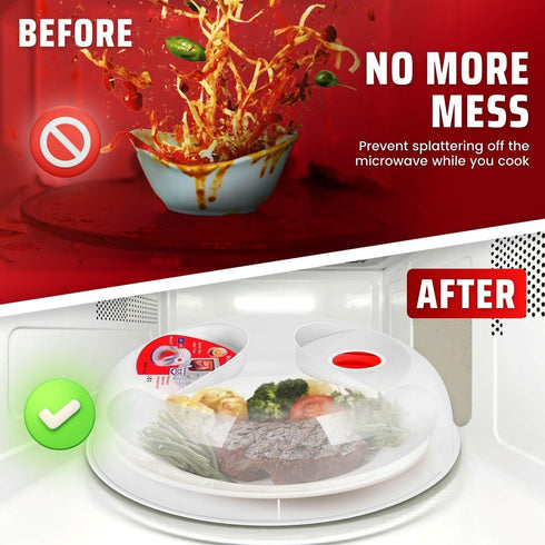 Flexzion 10 Inch Microwave Splatter Cover, BPA-Free, Adjustable Steam Vent, Dishwasher Safe