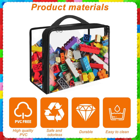 6 Pack Extra Large Toy Storage Bags, Waterproof PVC Organizing Bags with Zipper for Toys, Books, and Board Games