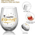 Patelai Happy Retirement Wine Glasses 17 oz, Stemless Wine Glasses for Women Men, Black and Gold Retirement Gift
