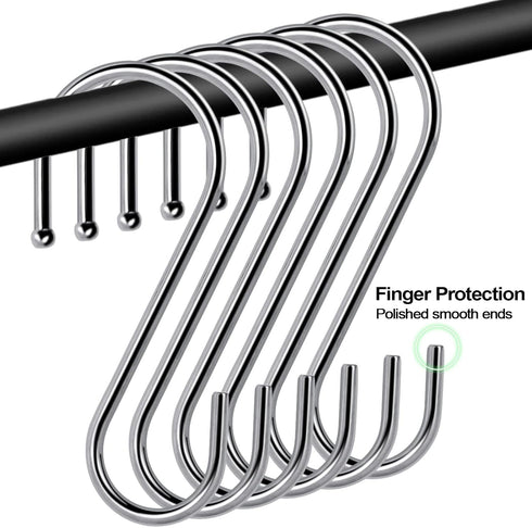 24 Pack S Hooks for Hanging - 3.5 inch Heavy Duty Metal S Shaped Hooks for Pot Rack, Towels, Jeans, Kitchen, Bathroom