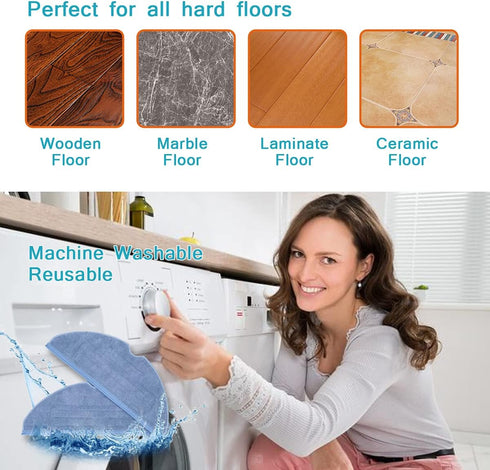 T7S T7S S8/S8+/S7/S7MaxV,S7 (8) Home Times Vacuum Mop Replacement Pads for Roborock Plus MaxV Plus Reusable Hard Floor