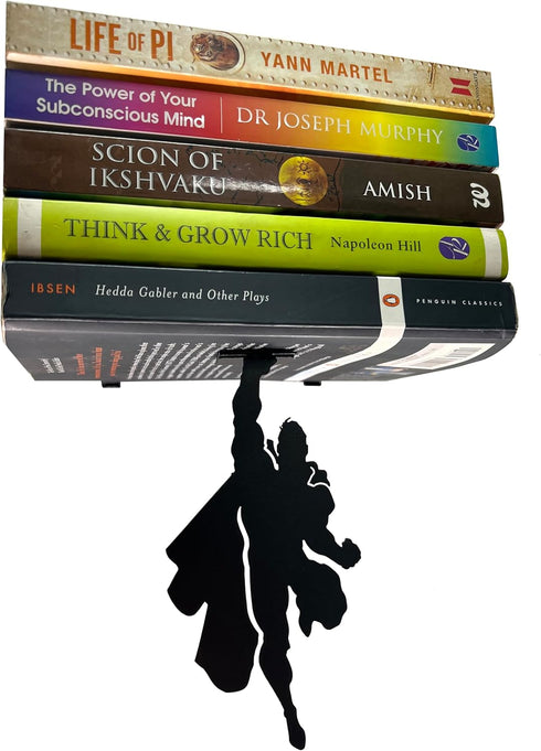Wall Mounted Metal Floating Bookshelf Supported by Superheros Invisible Bookshelf Metal Shelf