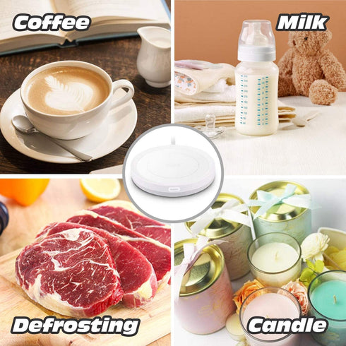 BESTINNKITS White Smart Coffee Mug Auto On/Off Gravity-Induction Heating Plate, Candle Wax Cup Warmer (Up to 131F/55C)