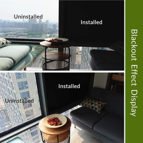 VELIMAX Static Cling Total Blackout Window Film - Privacy Room Darkening Tint, 100% Light Blocking, No Glue (17.7 x 118