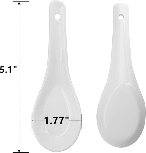 Yopay 24 Pack Soup Spoon Ceramic Asian Ramen Spoons, 5 Inch White Porcelain Spoons for Appetizer Wonton Dumpling Miso, White