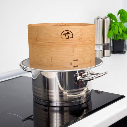 Bamboo Steamer Ring Adapter for 8" to 13" Bamboo Steamer Basket, Stainless Steel Steaming Ring for Dumplings and Veggies