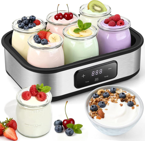 ANZKTOS Yogurt Maker with Adjustable Temperature & 48H Timer - 6 Glass Jars