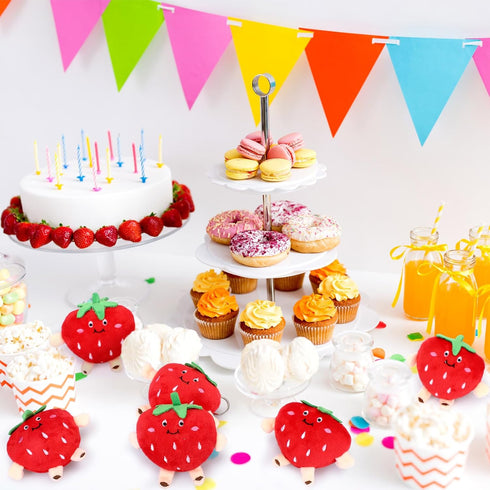 24 Pcs Cute Strawberry Fruit Keychains - Plush Pendant Kawaii Charm for Party Favors