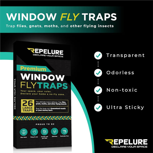 Window Fly Trap (26 Pack) XL Traps, Indoor for Home, Sticky Traps for Flying Bugs, Insects, Gnats, Moths and Fruit Flies, Non-Toxic, Waterproof, and Odorless Indoor Adhesive Glue Paper