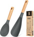 Cooking Spoon and Rice Scooper for Nonstick Cookware, Durable BPA-Free Silicone with Wood Handle