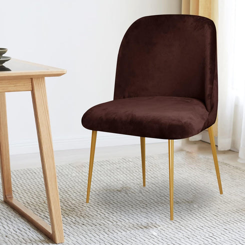 Set 1/2/4/6 Armless Velvet Curved Back Chair Covers Round Back Dining Room Chair Covers Slipcovers of Mid Century
