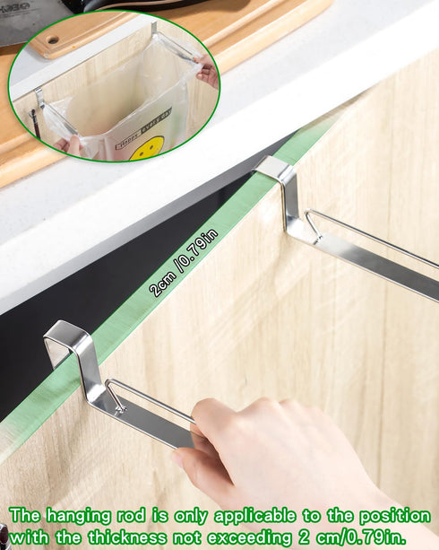 YQh Stainless Steel Cabinet Door Trash Bag Holder for Kitchen Cabinet Door and Drawer, Cabinet Door Hook Adjustable