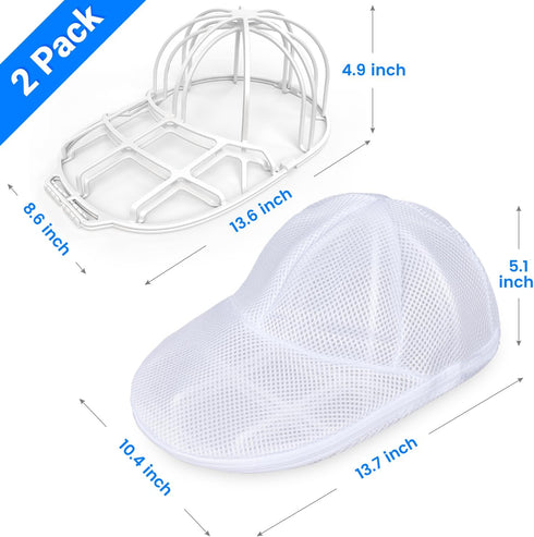 2 Pack Hat Washer with Mesh Bags, Fit for Adult/Kid's Hat Washer Frame, Dishwasher Hat Rack Protector Organizer Storage by YEENOR