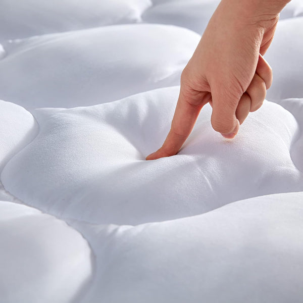 SLEEP ZONE Quilted Fitted Full Size Mattress Pad Cover - Soft Fluffy Pillow Top Bed Topper Deep Pocket 8-21 inch, Full