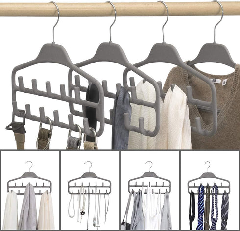 ELONG HOME 2 Pack Belt Hanger, Gray Sturdy Organizer with 360 Degree Swivel, 11 Large Hooks for Closet