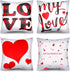Set of 4 Valentine Throw Pillow Cases, 18x18 Inch Romantic Red Heart Cushion Covers for Sofa Decor