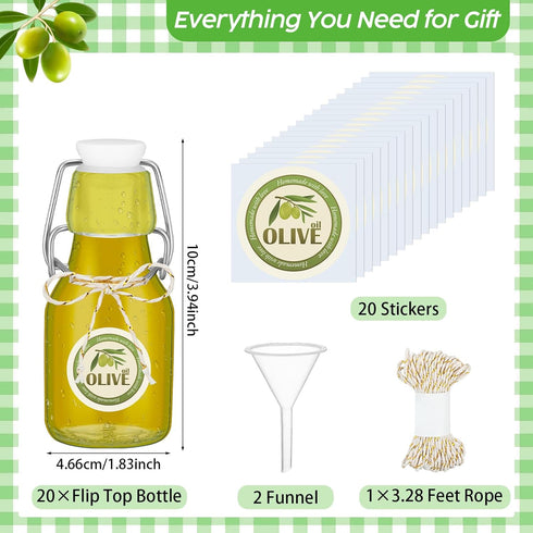 20 Pack Favors(2 oz,Clear) Queekay Mini Swing Top Glass Bottles for Vanilla Extract Homemade Olive Oil Bottles
