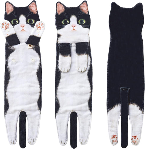 Cat Funny Hand Towels - Cute Decorative Washcloths for Bathroom Kitchen, Super Absorbent Soft Face Towels for Cat Lovers